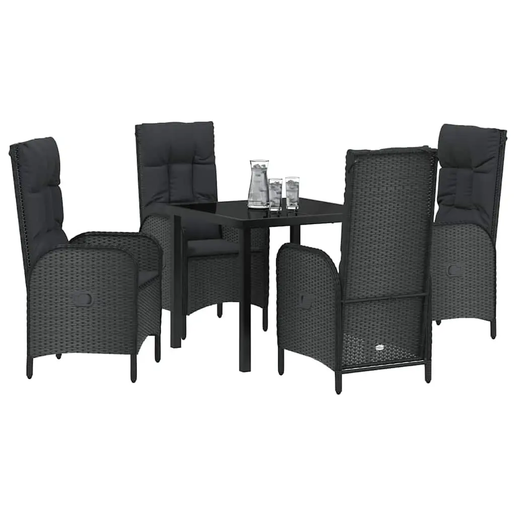 Garden Dining Set 5 Piece Outdoor Furniture Cushions Black