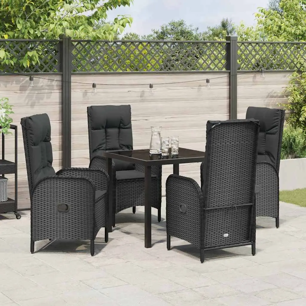 Garden Dining Set 5 Piece Outdoor Furniture Cushions Black