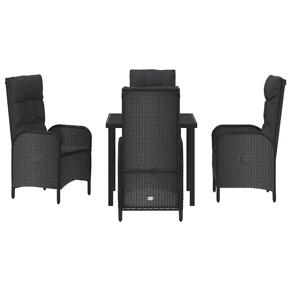 Garden Dining Set 5 Piece Outdoor Furniture Cushions Black