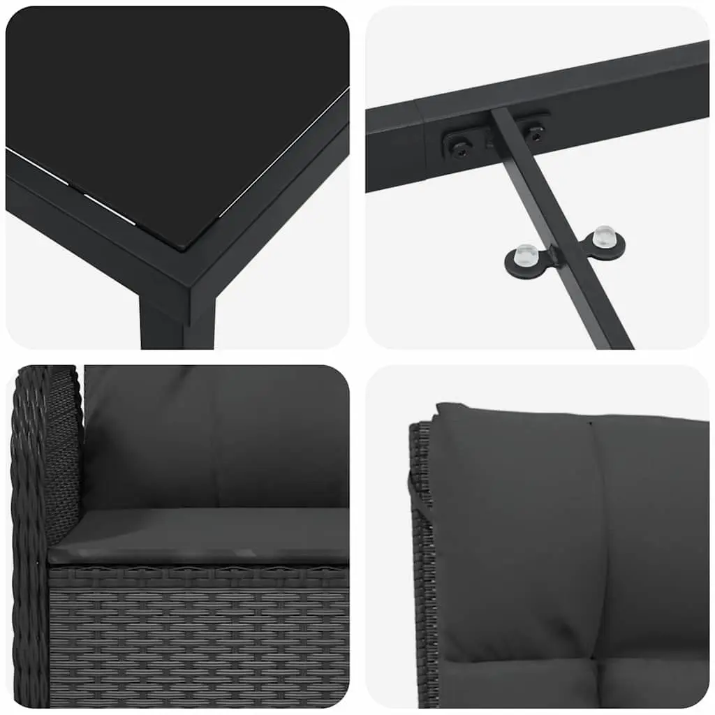 Garden Dining Set 5 Piece Outdoor Furniture Cushions Black