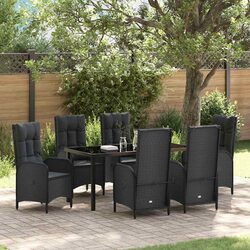 Comfortable 7-Piece Black Outdoor Dining Set