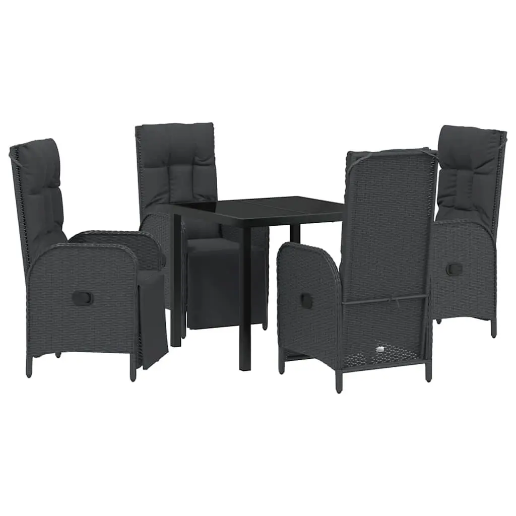 Outdoor Dining Furniture Set 5 Piece Patio Table Chair with Cushions Black