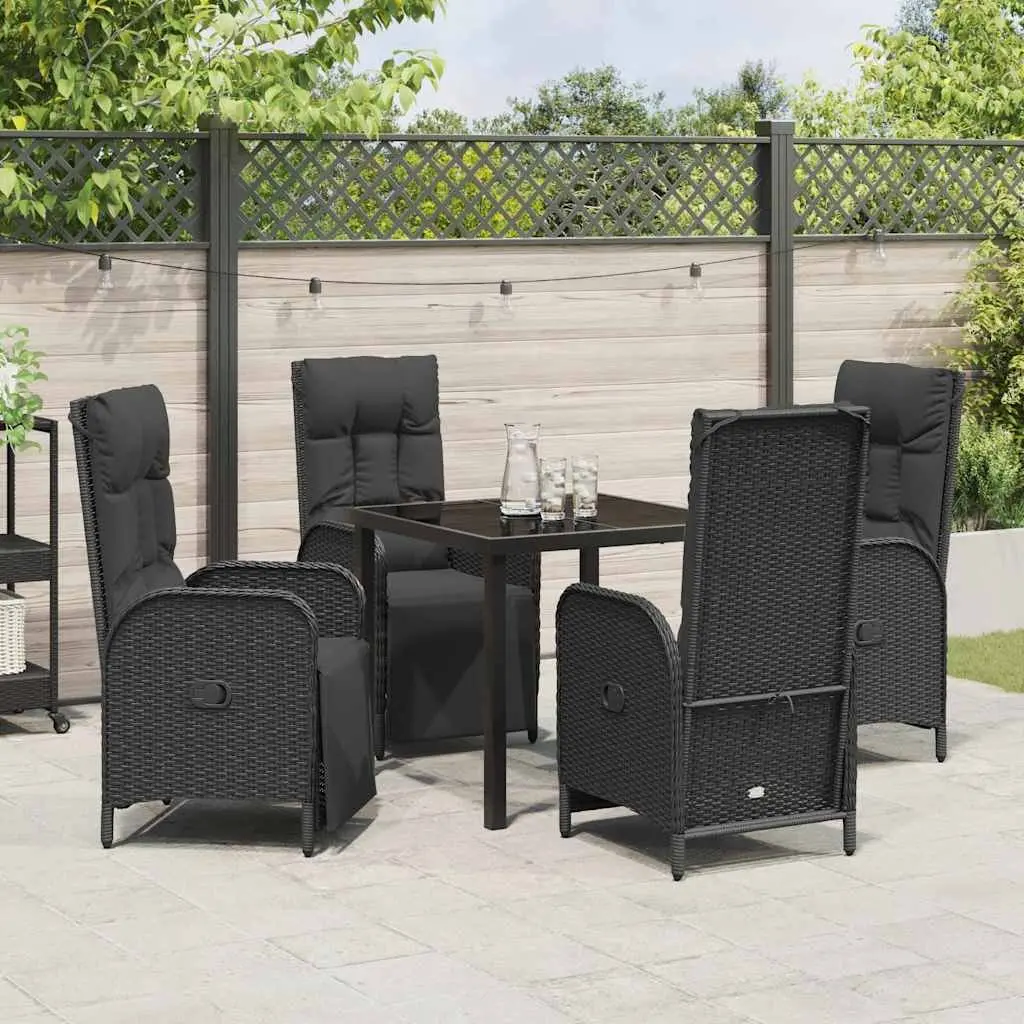 Outdoor Dining Furniture Set 5 Piece Patio Table Chair with Cushions Black