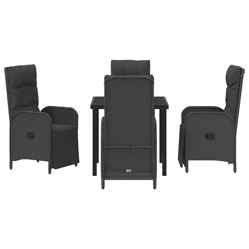 Outdoor Dining Furniture Set 5 Piece Patio Table Chair with Cushions Black