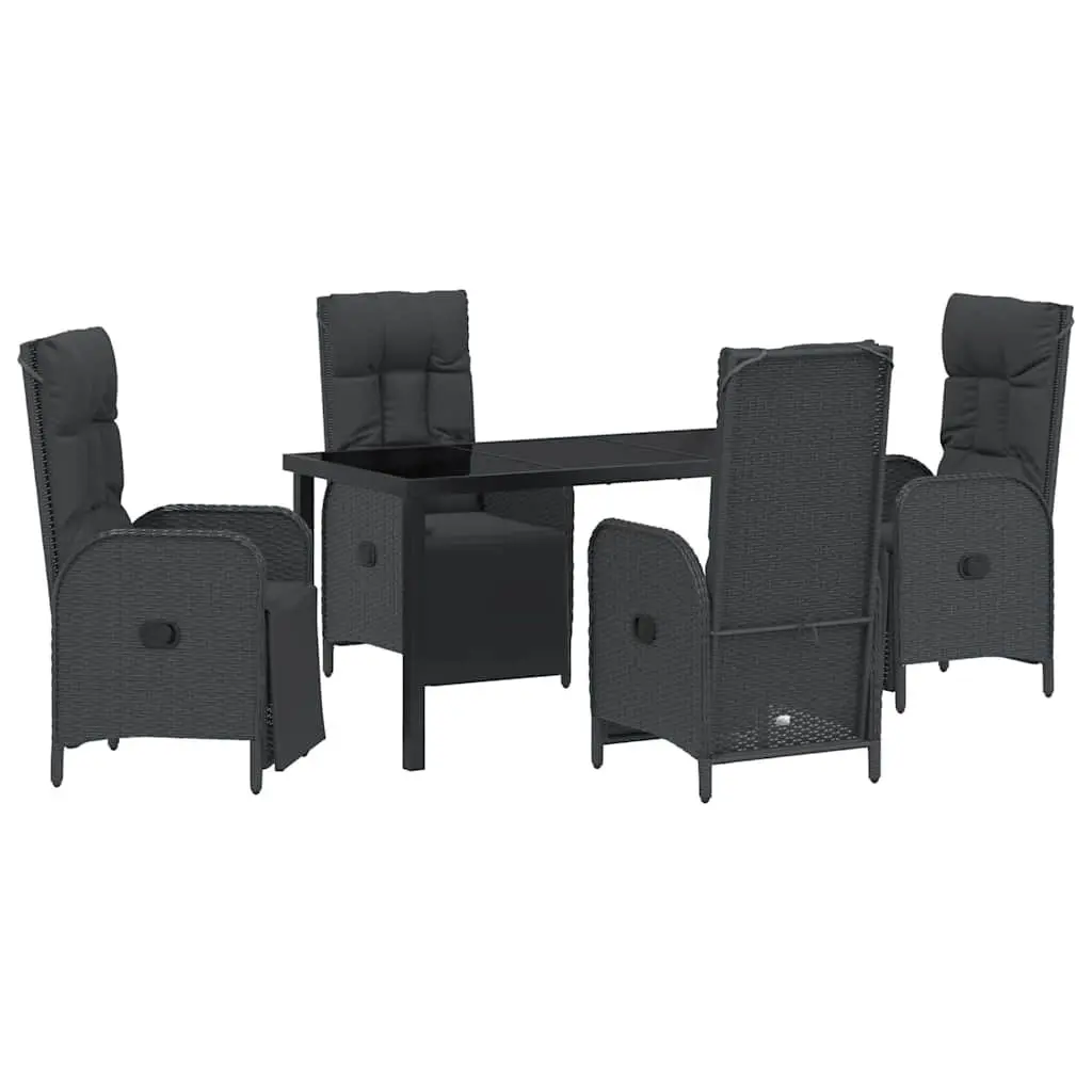 Garden Dining Set 5 Pieces Outdoor Furniture Patio Table Chairs Cushions Black