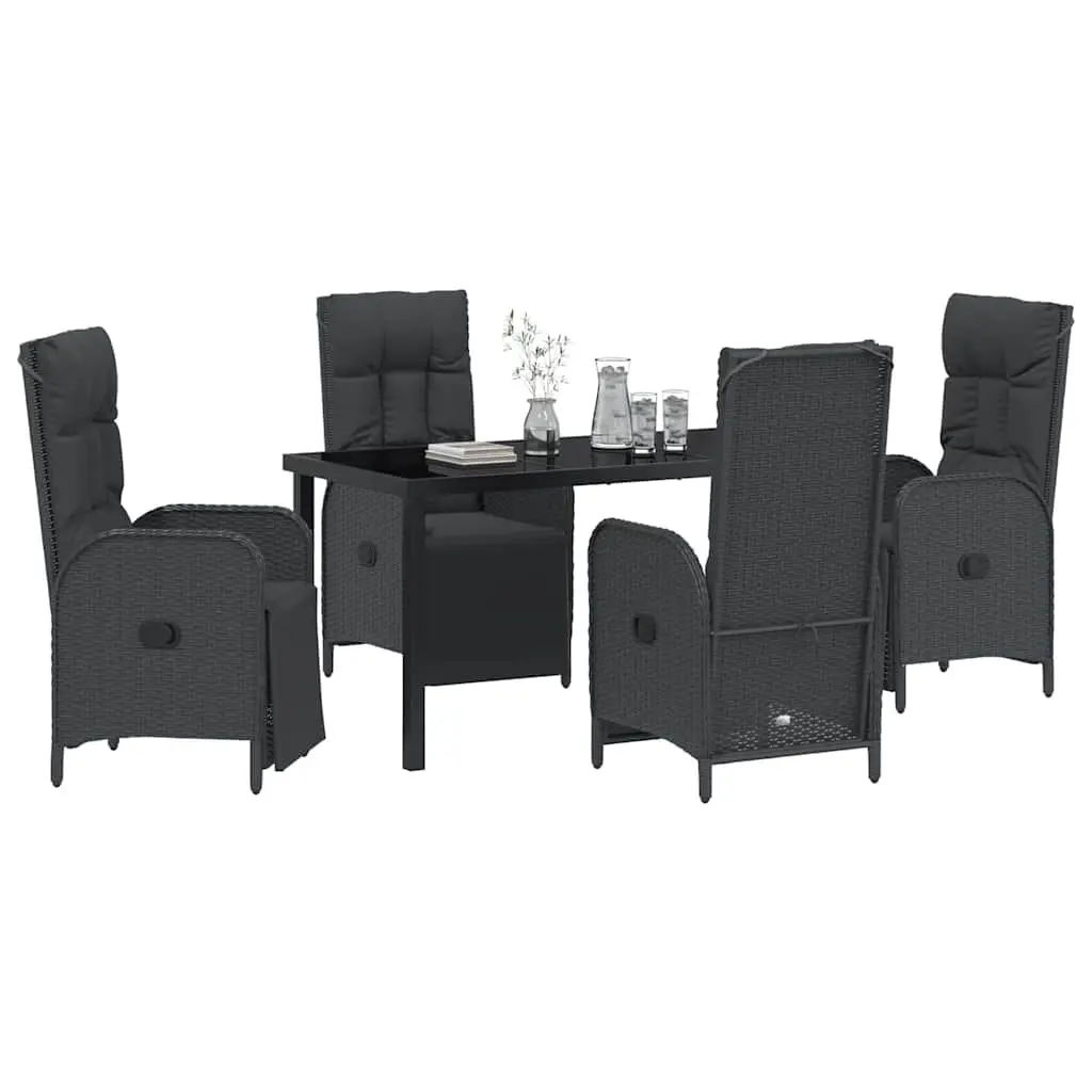Garden Dining Set 5 Pieces Outdoor Furniture Patio Table Chairs Cushions Black