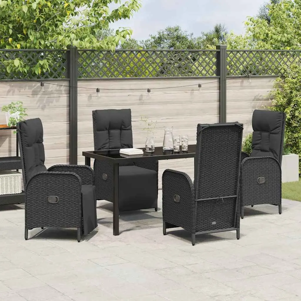Garden Dining Set 5 Pieces Outdoor Furniture Patio Table Chairs Cushions Black
