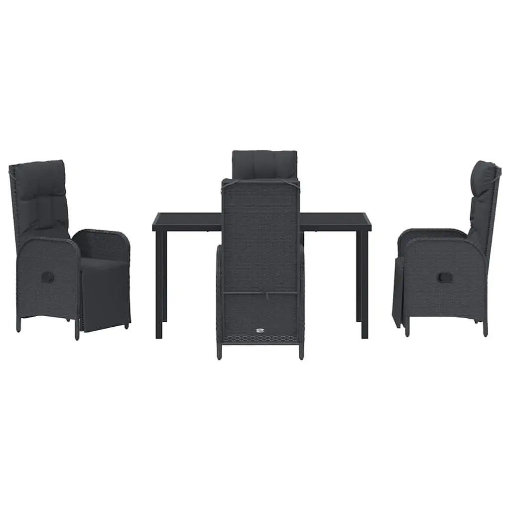 Garden Dining Set 5 Pieces Outdoor Furniture Patio Table Chairs Cushions Black