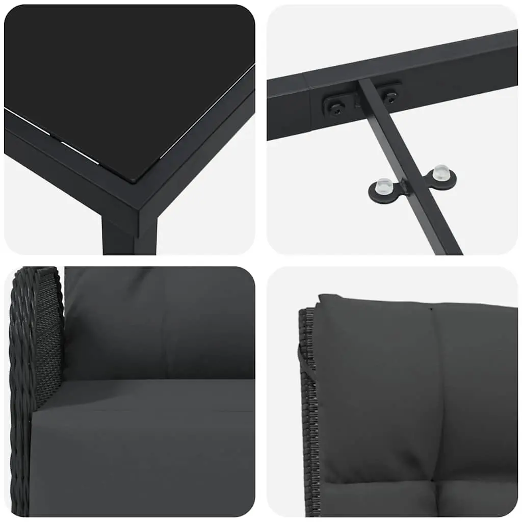 Garden Dining Set 5 Pieces Outdoor Furniture Patio Table Chairs Cushions Black