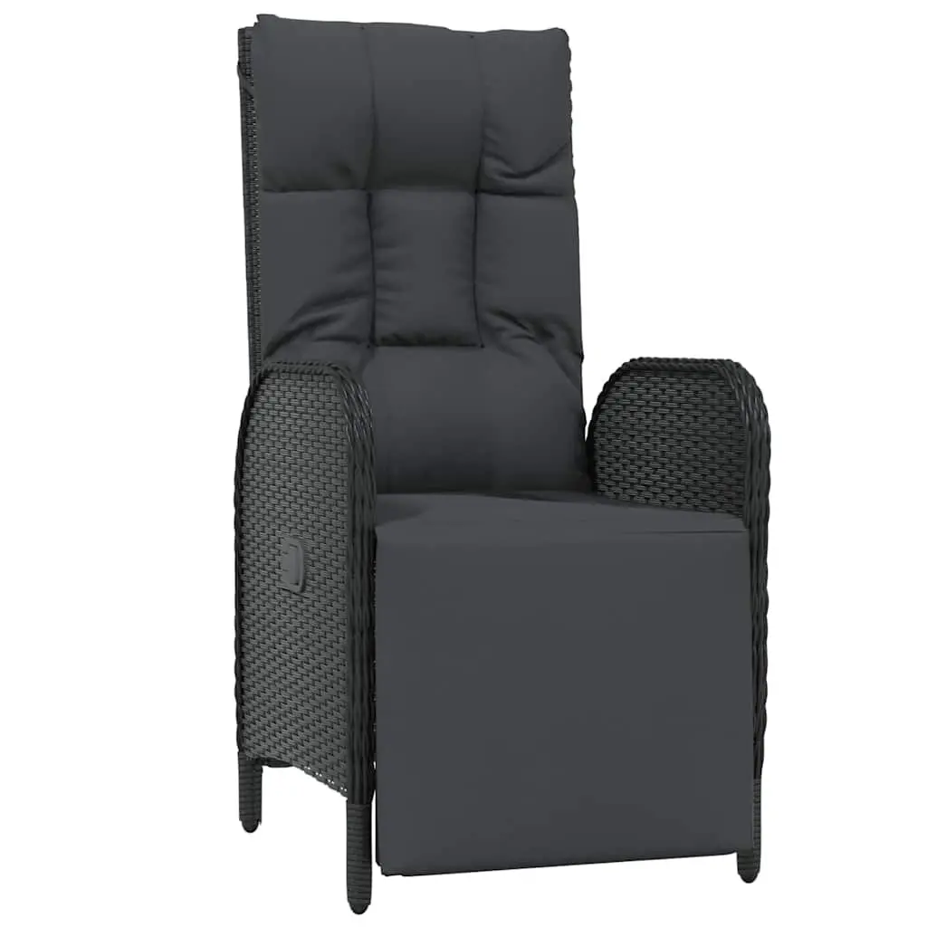 Outdoor Dining Set 7 Piece Black Poly Rattan Furniture with Cushions