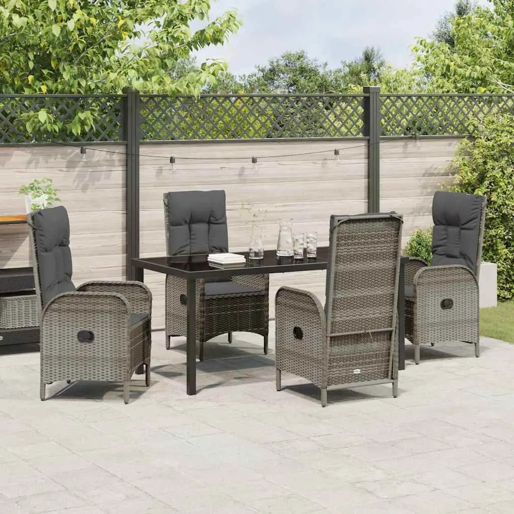 Garden Dining Set 5 Piece Outdoor Furniture Grey Poly Rattan
