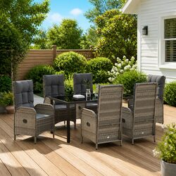 Comfortable 7-Piece Garden Dining Set with Cushions