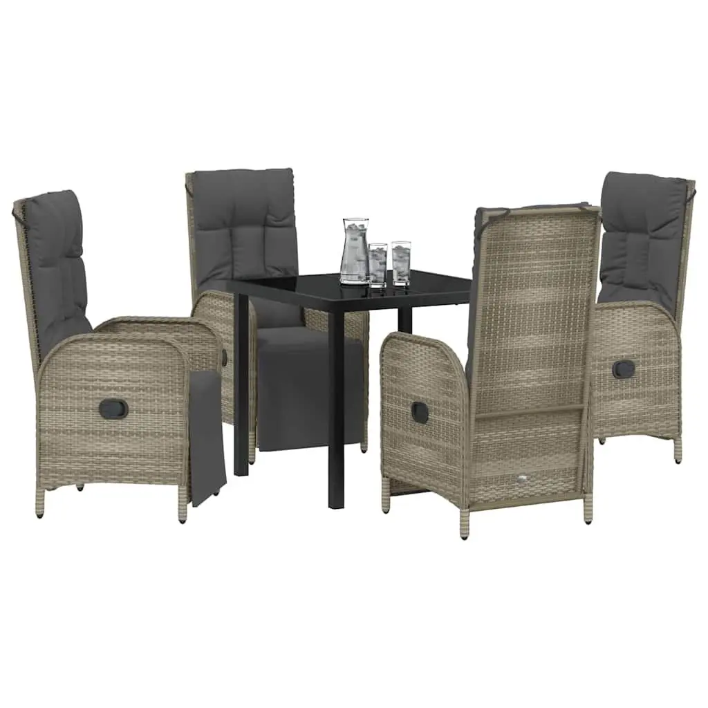 Garden Dining Set 5 Pieces Outdoor Furniture Poly Rattan Grey