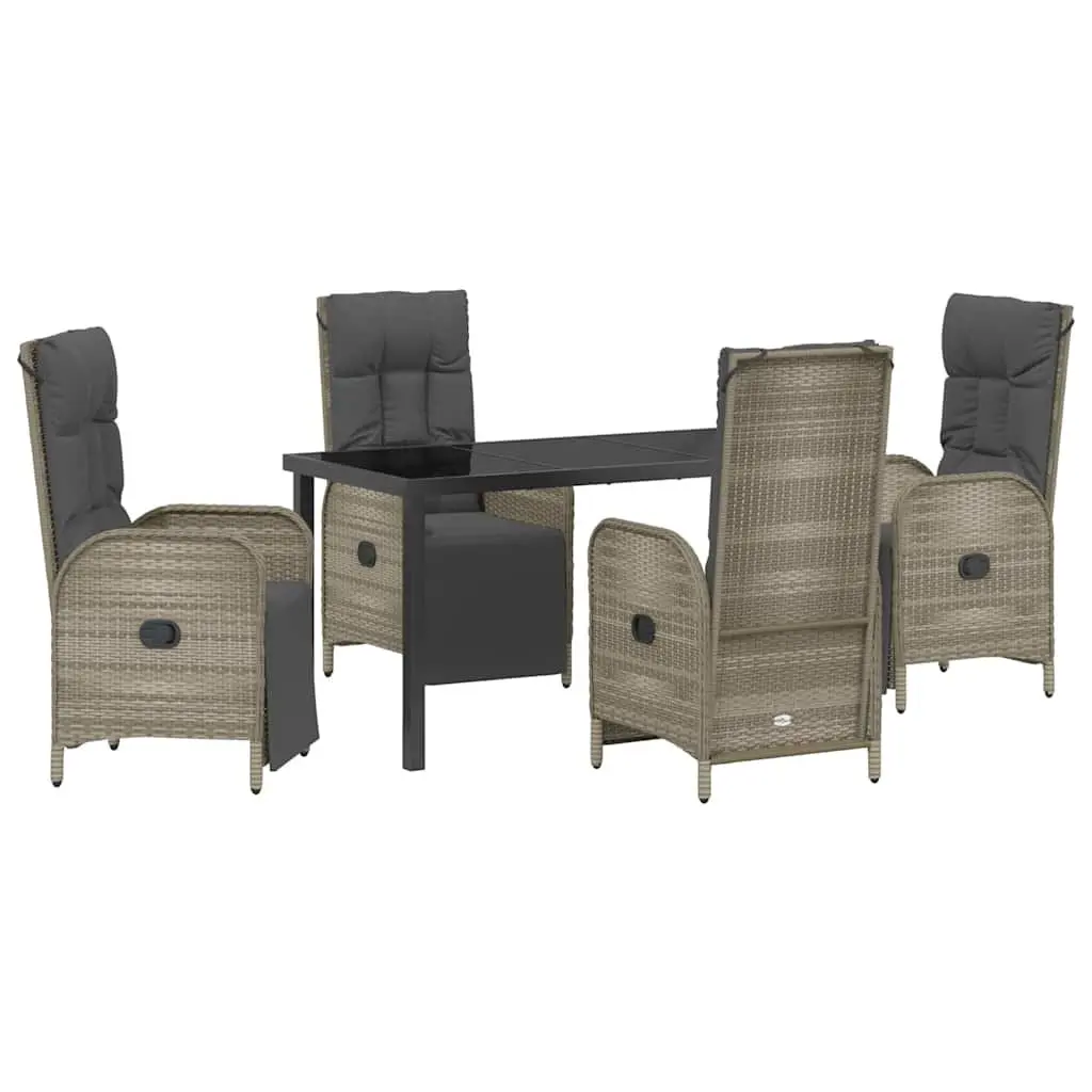 Garden Dining Set Outdoor Furniture 5 Piece Poly Rattan Grey Patio Chairs Table