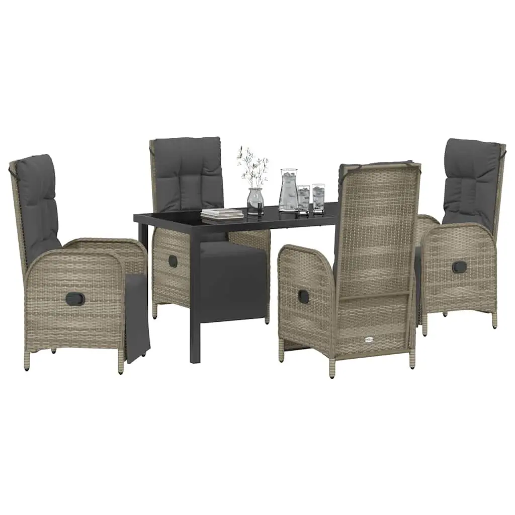 Garden Dining Set Outdoor Furniture 5 Piece Poly Rattan Grey Patio Chairs Table