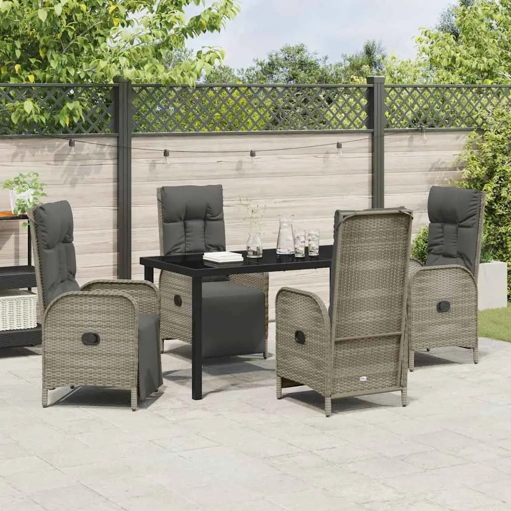 Garden Dining Set Outdoor Furniture 5 Piece Poly Rattan Grey Patio Chairs Table