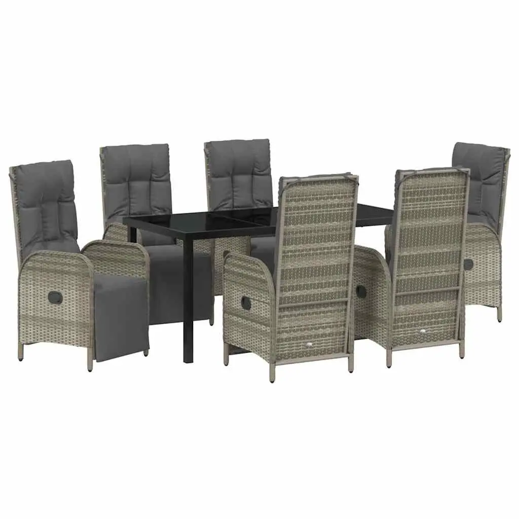 7-Piece Grey Dining Set for Outdoor Use