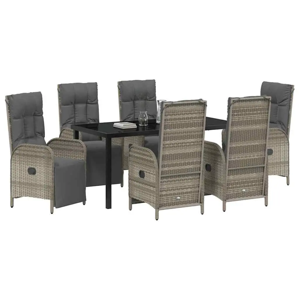 7-Piece Grey Dining Set for Outdoor Use