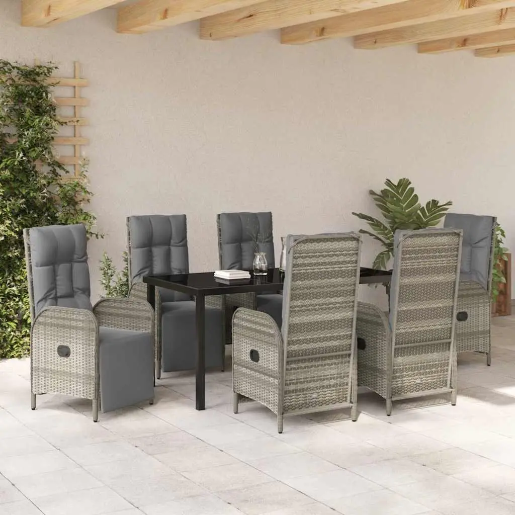 7-Piece Grey Dining Set for Outdoor Use