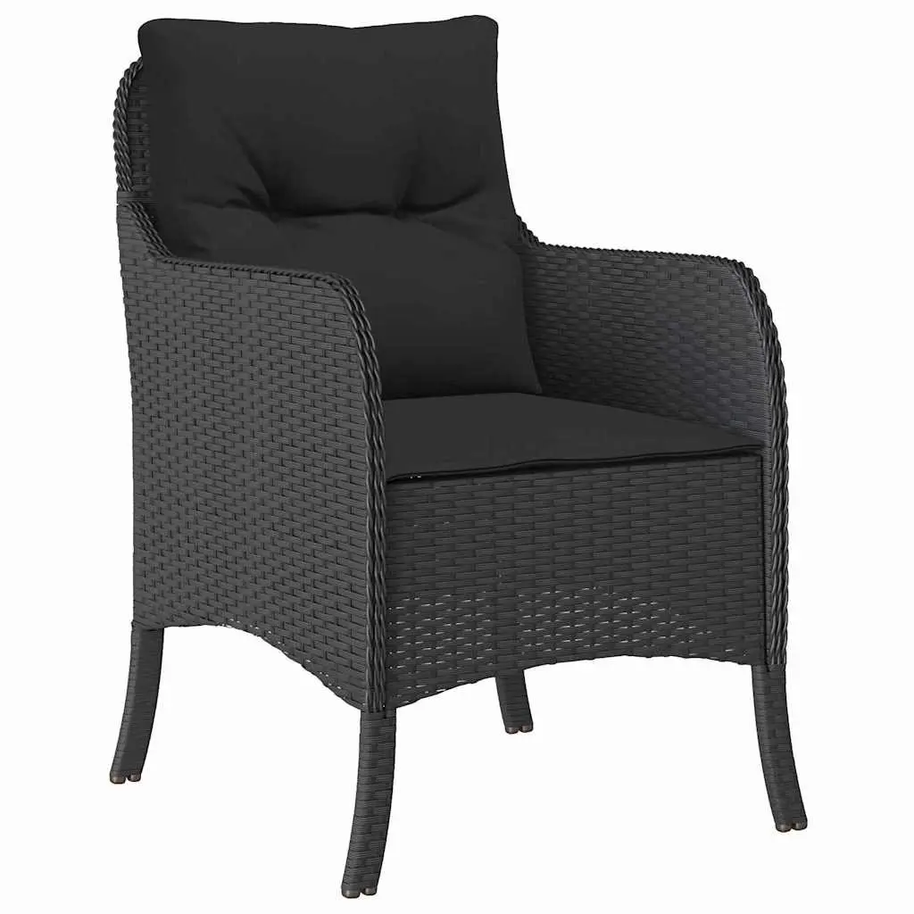 Outdoor Dining Set 5 Piece Garden Furniture Black Poly Rattan with Cushions