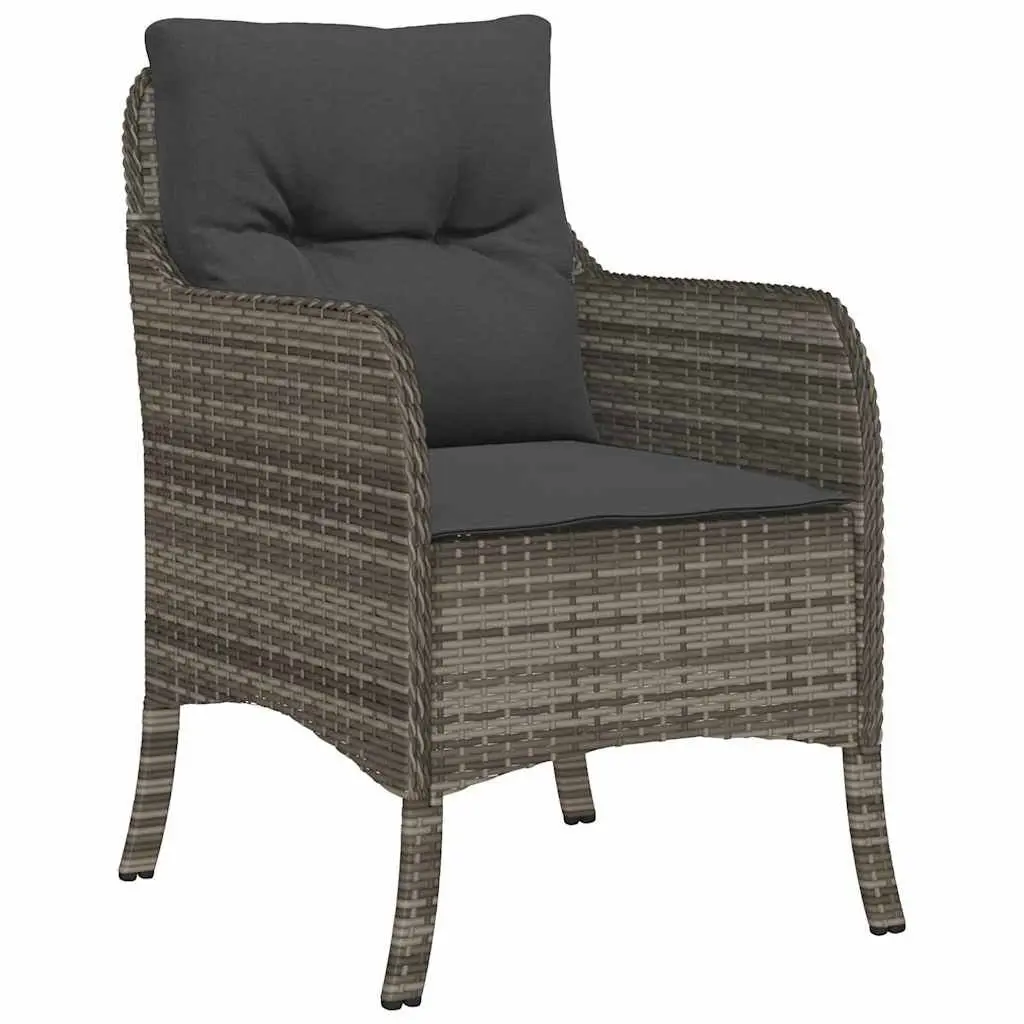 Garden Dining Set 5 Piece Outdoor Furniture Grey Poly Rattan with Cushions