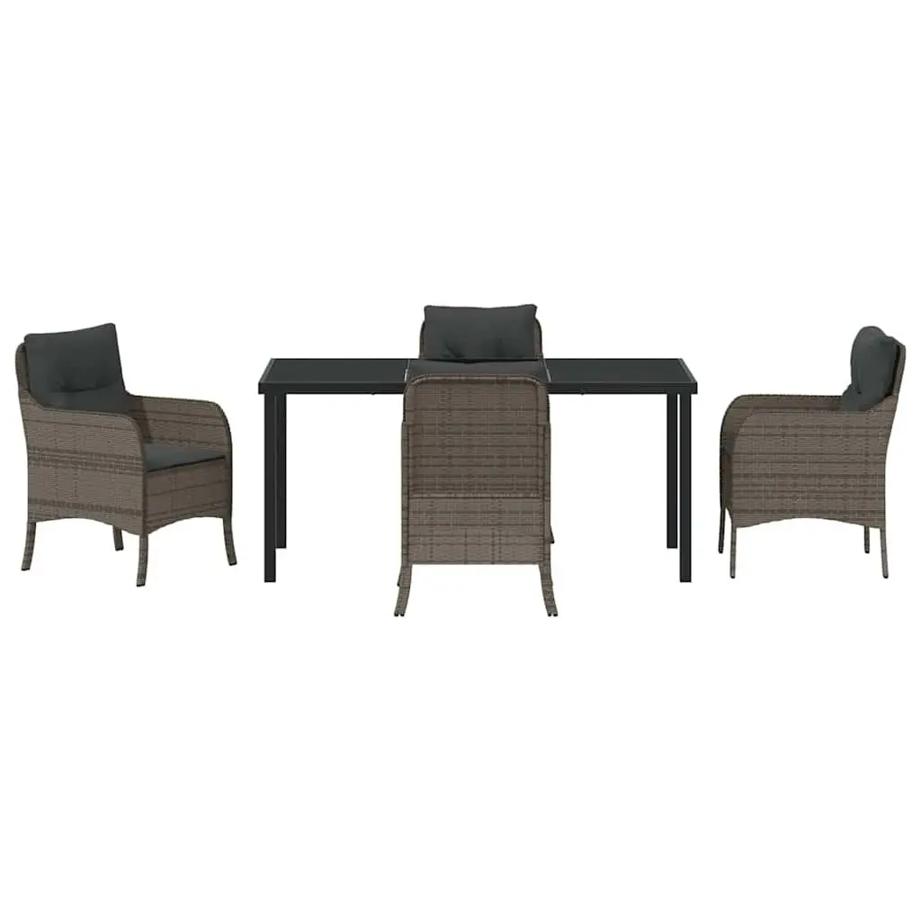 Garden Dining Set 5 Piece Outdoor Furniture Grey Poly Rattan with Cushions