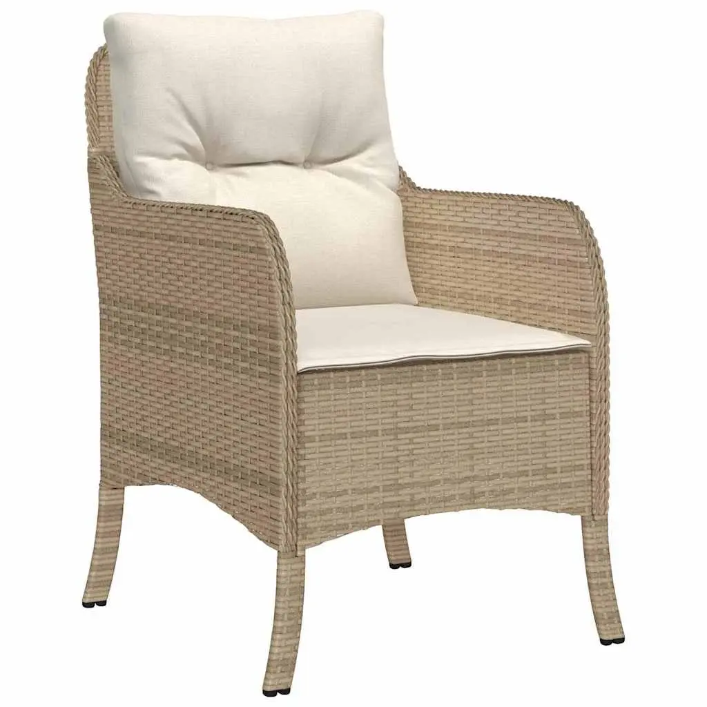 Garden Dining Set 3 Piece Outdoor Furniture Cushions Beige Poly Rattan