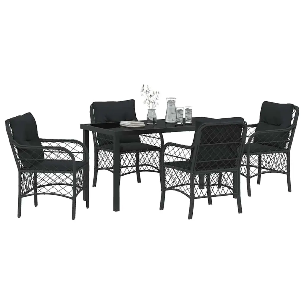 Garden Dining Set 5 Pieces Outdoor Furniture Black Patio Table Chairs