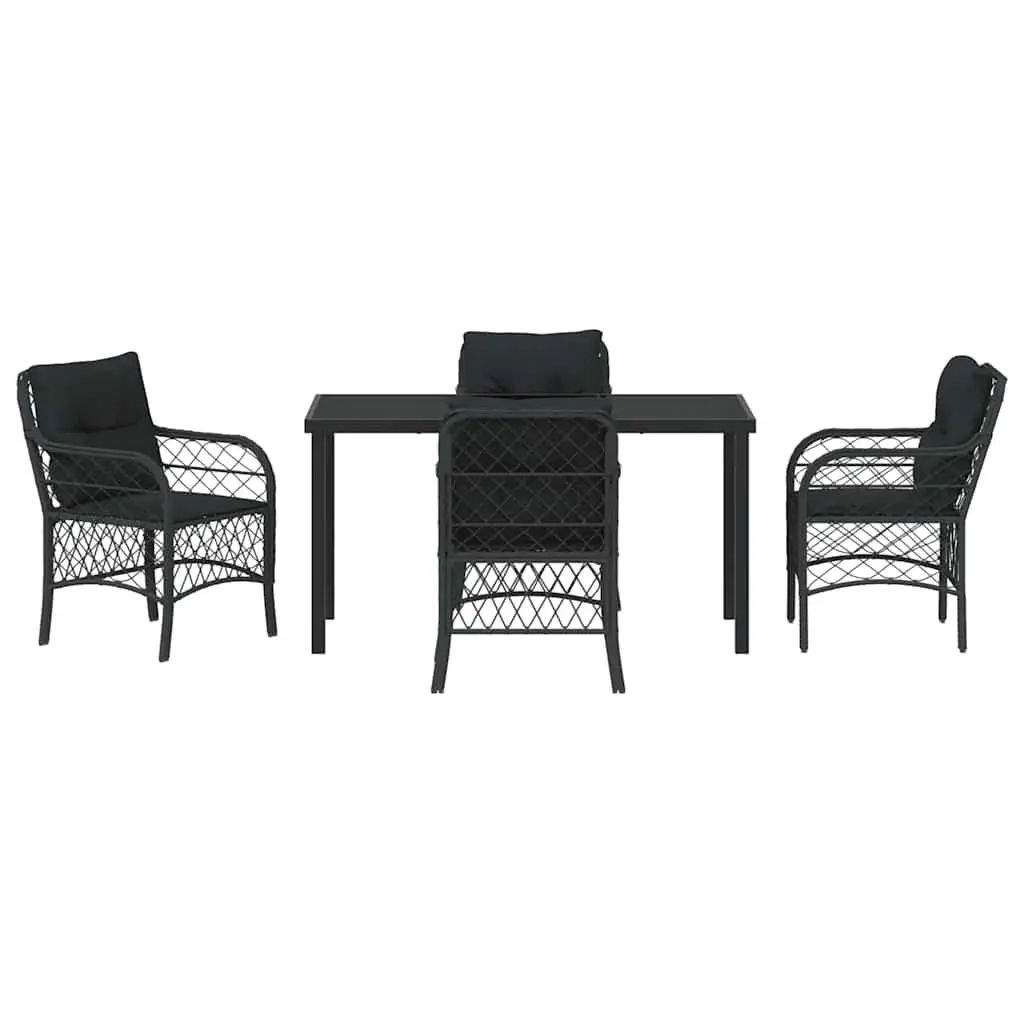 Garden Dining Set 5 Pieces Outdoor Furniture Black Patio Table Chairs