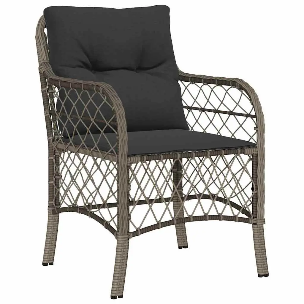 Outdoor Furniture Set 5 Piece Dining Table with Chairs Grey Poly Rattan Weather Resistant for Patios Gardens