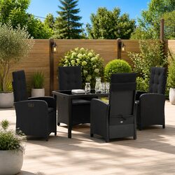 Reliable 5-Piece Black Dining Set for Outdoors