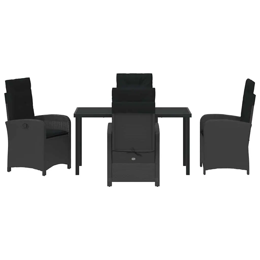 Garden Dining Set 5 Pieces Outdoor Furniture Black Poly Rattan Patio Table
