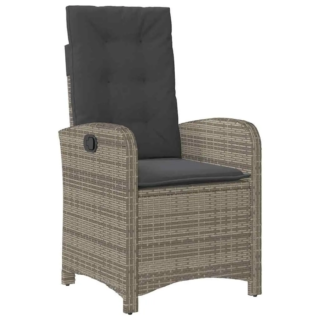 Garden Dining Set 3 Piece Outdoor Furniture Grey Poly Rattan with Cushions