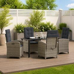 Comfortable 5-Piece Garden Dining Set in Grey