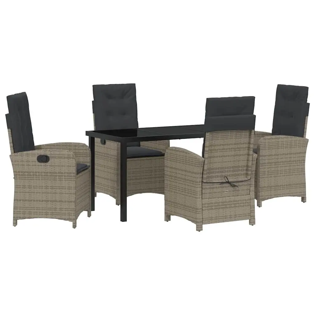 Outdoor Furniture Set Rattan Chairs Table Grey Cushion 5 Piece Dining Garden
