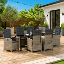 Reliable 7 Piece Grey Garden Dining Set with Comfort