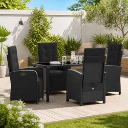 Reliable 5-Piece Black Rattan Dining Set for Your Outdoors