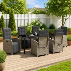 Comfortable 7-Piece Grey Dining Set for Your Outdoor Area