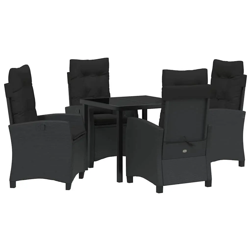 Outdoor Dining Set 5 Piece Black Poly Rattan Patio Furniture