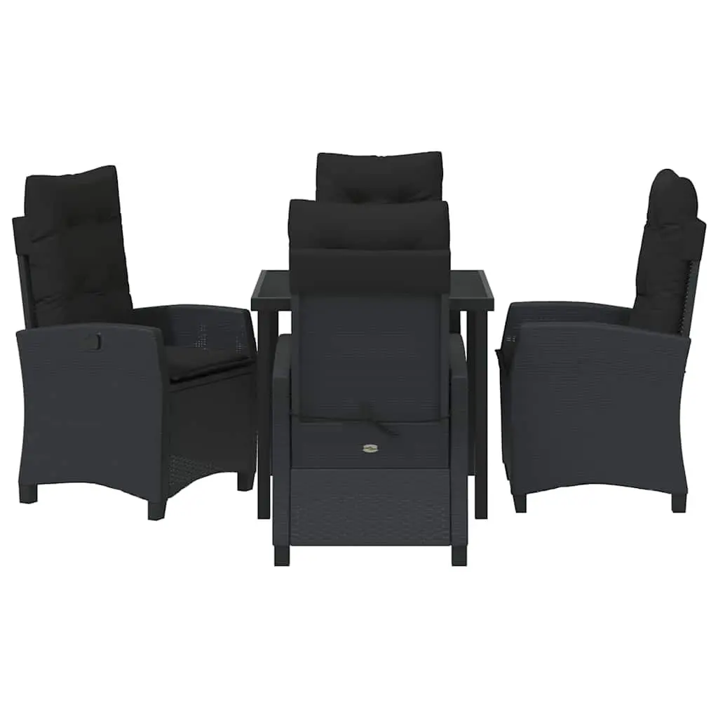Outdoor Dining Set 5 Piece Black Poly Rattan Patio Furniture