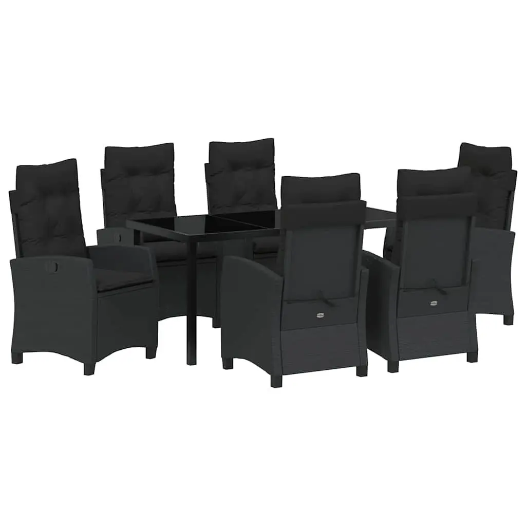 Garden Dining Set 7 Piece Outdoor Furniture Patio Table Chairs Cushions Black