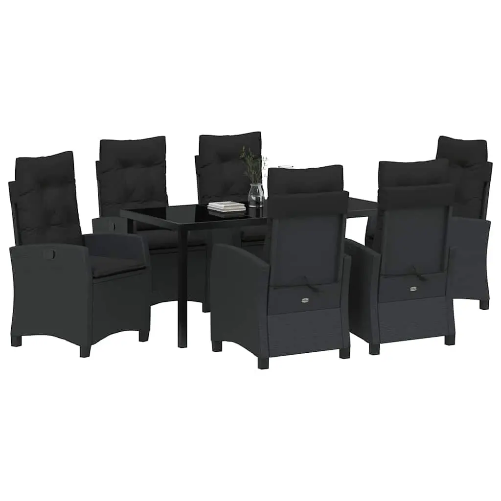 Garden Dining Set 7 Piece Outdoor Furniture Patio Table Chairs Cushions Black