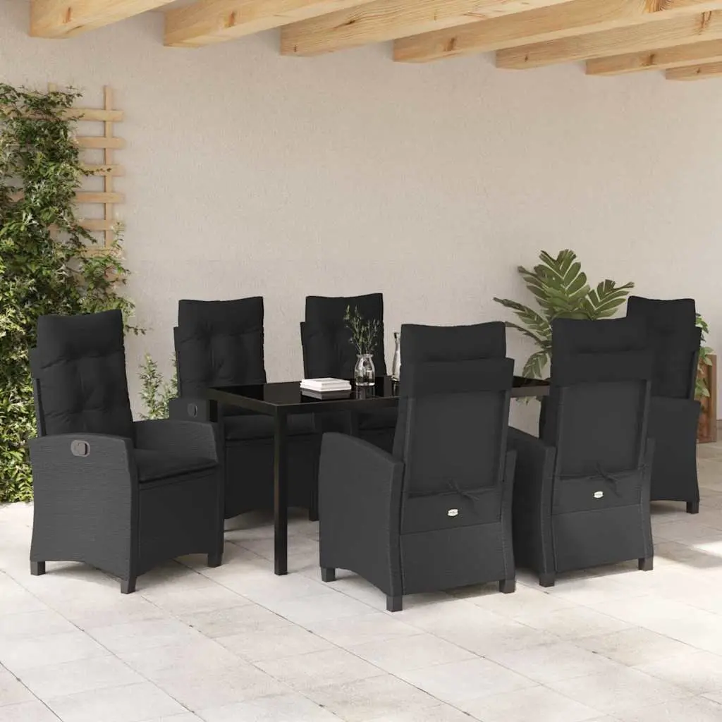 Garden Dining Set 7 Piece Outdoor Furniture Patio Table Chairs Cushions Black