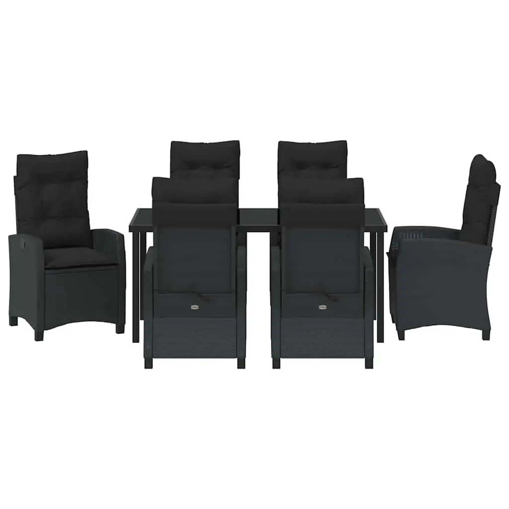 Garden Dining Set 7 Piece Outdoor Furniture Patio Table Chairs Cushions Black