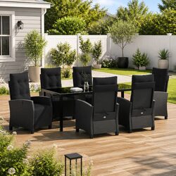 Comfortable 7-Piece Outdoor Dining Set with Cushions