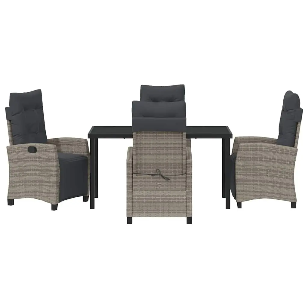 Garden Dining Set 5 Piece Outdoor Furniture Grey Poly Rattan with Cushion Pads