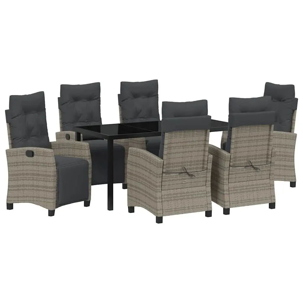 Garden Dining Set 7 Pieces Grey Outdoor Furniture Patio Table Chairs with