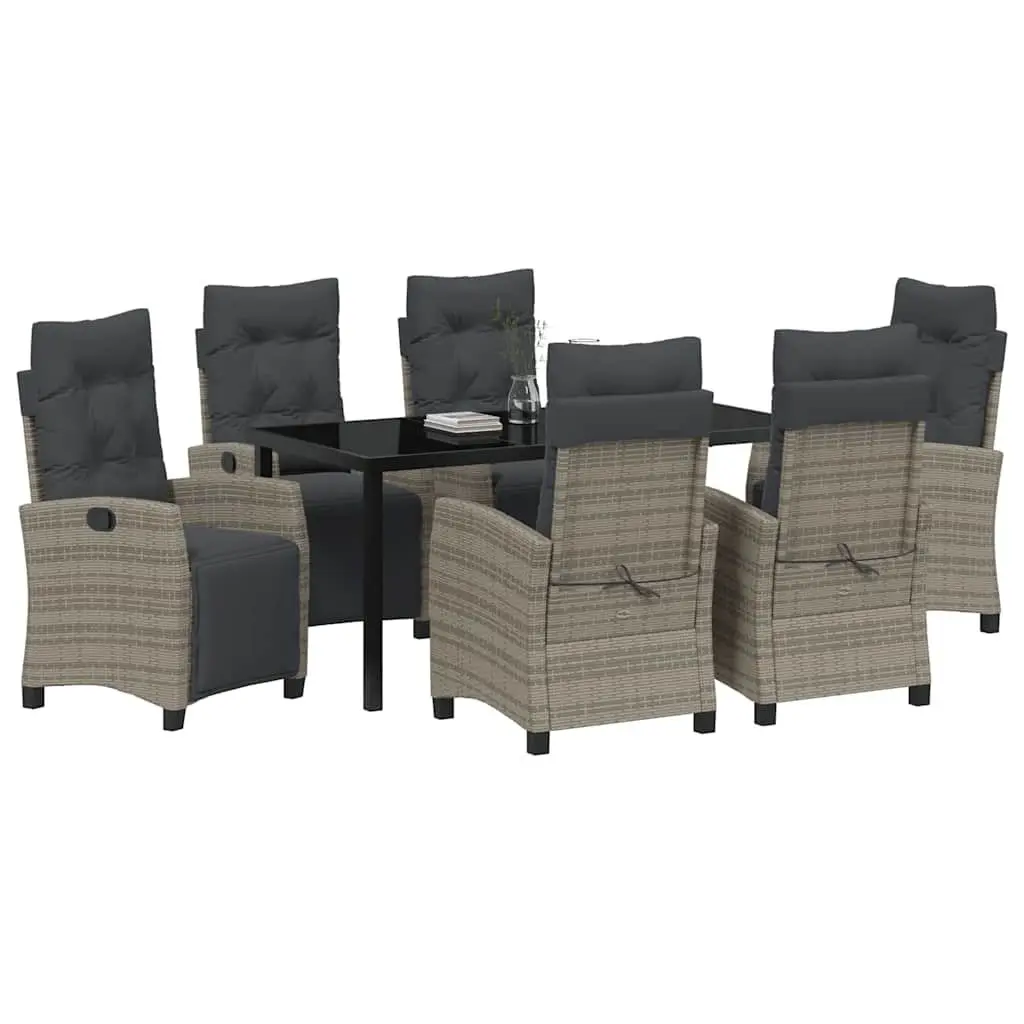 Garden Dining Set 7 Pieces Grey Outdoor Furniture Patio Table Chairs with