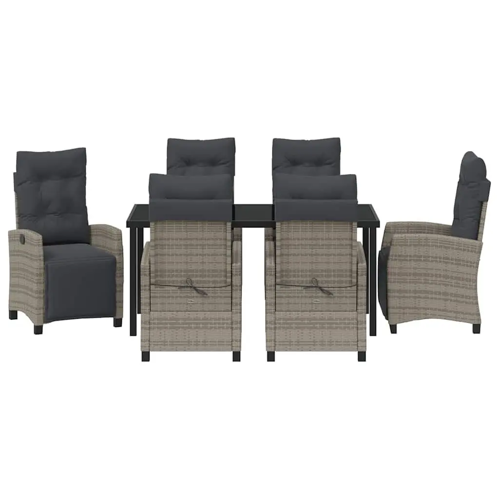 Garden Dining Set 7 Pieces Grey Outdoor Furniture Patio Table Chairs with