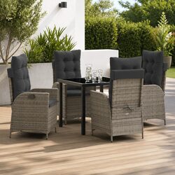 Reliable 5-Piece Grey Rattan Dining Set for Outdoors